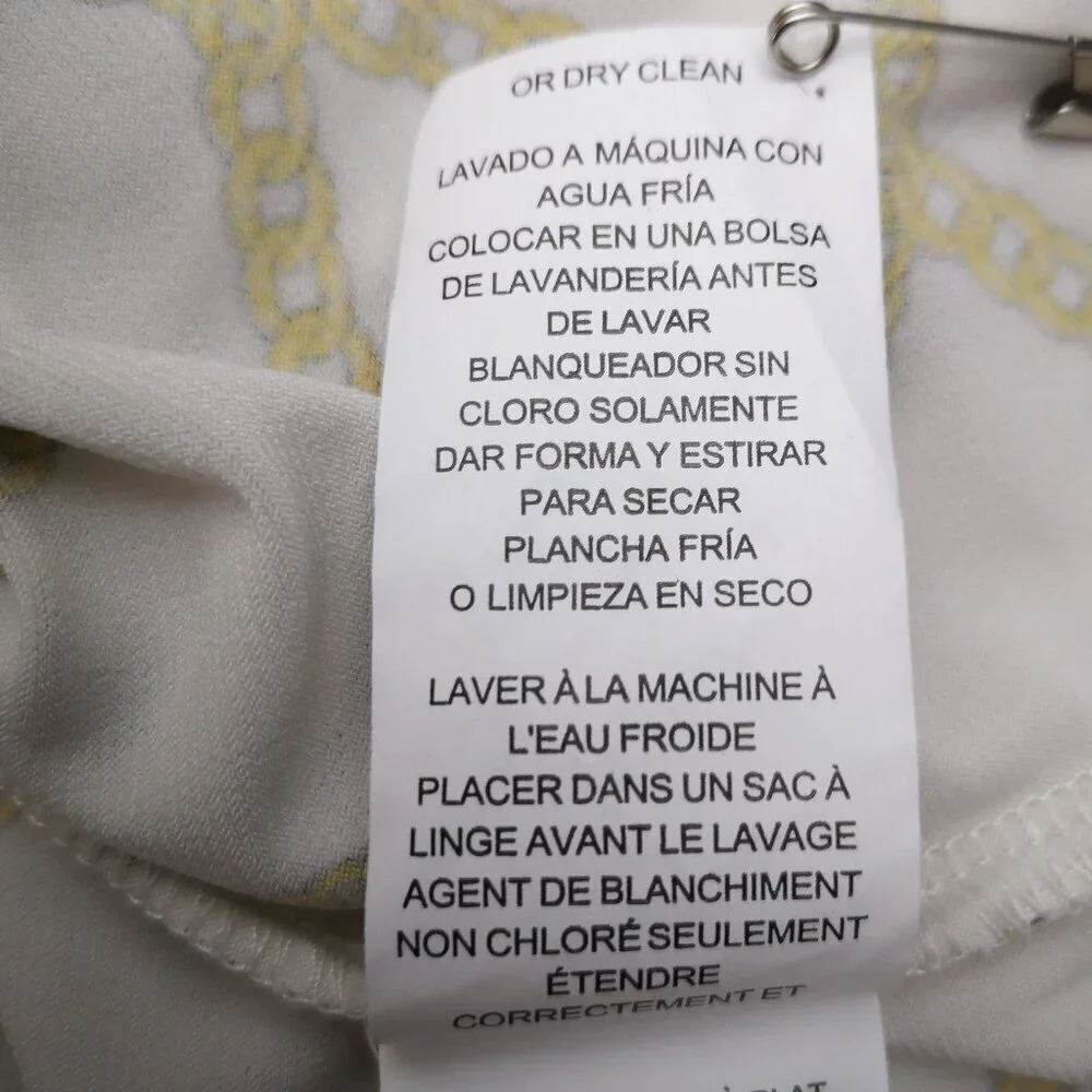Michael Michael Kors Ladies Size XL Off White & Gold Chain Pattern Top - Picture 7 of 13
